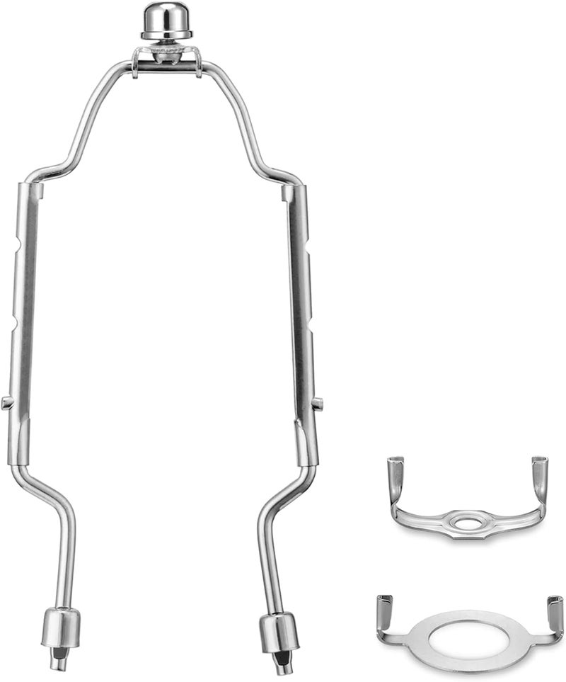 Qc 8 9 10 inch Lamp Shade Holder Kit [Adjustable] for Table and Floor Lamps, Heavy Duty Lamp Parts with 3/8 Standard Saddle, UNO Fitter Adapter and Lamp Finial (Silver) - Image 1